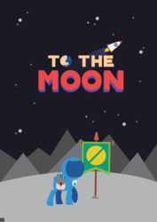 Size: 3508x4961 | Tagged: safe, oc, oc only, pony, backpack, book cover, flag, moon, mountain, oxygen tank, poster, rocket, solo, space, spacesuit, stars