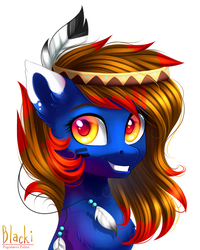 Size: 1111x1391 | Tagged: safe, artist:blacki, oc, oc only, earth pony, pony, commission, feather, solo