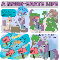 Size: 1280x1280 | Tagged: safe, artist:mauderatelife, maud pie, mayor mare, earth pony, pony, tumblr:a mauderate life, g4, comic, duo, mailbox