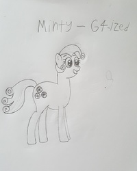 Size: 1836x2295 | Tagged: safe, artist:pony_brony_art, minty, pony, g3, female, monochrome, paper, pencil, pencil drawing, solo, traditional art