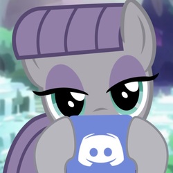 Size: 760x760 | Tagged: safe, maud pie, earth pony, pony, g4, rock solid friendship, cave, discord (program), icon, logo, looking at you
