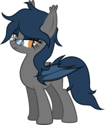 Size: 2489x2959 | Tagged: safe, artist:duskthebatpack, oc, oc only, oc:midnight measure, bat pony, pony, female, glasses, mare, messy mane, rule 63, simple background, solo, transparent background, vector