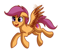 Size: 1024x889 | Tagged: safe, artist:camyllea, scootaloo, pegasus, pony, g4, atg 2017, female, filly, flying, newbie artist training grounds, scootaloo can fly, simple background, solo, transparent background