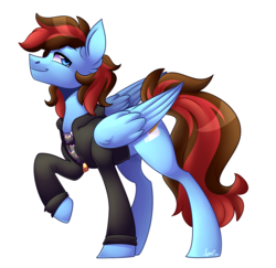 Size: 2059x2000 | Tagged: safe, artist:shyshyoctavia, oc, oc only, oc:hud, oc:hudson, pegasus, pony, clothes, high res, male, raised hoof, simple background, solo, stallion, transparent background