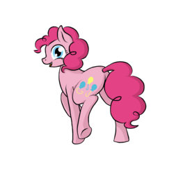 Size: 1000x1000 | Tagged: safe, artist:haarukanpalvoja, pinkie pie, earth pony, pony, g4, female, looking back, mare, raised leg, simple background, solo, transparent background