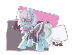 Size: 1600x1200 | Tagged: safe, artist:freesia, photo finish, earth pony, pony, g4, clothes, female, looking back, mare, solo, sunglasses
