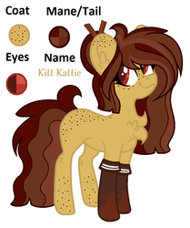Size: 718x858 | Tagged: safe, artist:calibykitty, oc, oc only, oc:kitt kattie, earth pony, pony, candy, clothes, female, food, freckles, kit-kat, mare, reference sheet, socks, solo