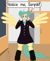 Size: 2737x3300 | Tagged: safe, artist:oneovertwo, oc, oc only, oc:drizzle, satyr, clothes, high res, notice me senpai, parent:zephyr breeze, solo, uniform