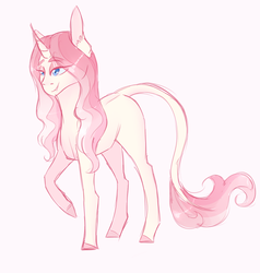 Size: 1128x1185 | Tagged: safe, artist:kittii-kat, oc, oc only, oc:serene swan, pony, unicorn, female, leonine tail, magical lesbian spawn, mare, offspring, parent:fluttershy, parent:rarity, parents:flarity, raised hoof, simple background, solo