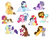 Size: 5200x3954 | Tagged: safe, artist:marukouhai, apple bloom, applejack, caramel, cheese sandwich, cherry jubilee, coco pommel, featherweight, ivory, ivory rook, maud pie, pinkie pie, pokey pierce, rainbow dash, rarity, rumble, scootaloo, soarin', starlight glimmer, trouble shoes, earth pony, pegasus, pony, unicorn, g4, absurd resolution, cheesecoco, cherryshoes, chibi, confetti, cowboy hat, curved horn, engrish, engrish in the description, female, glasses, hat, heart, horn, hug, ivority, lesbian, male, maudwich, older, prone, rumbloom, ship:carajack, ship:pokeypie, ship:scootaweight, ship:soarindash, shipping, simple background, sitting, starmaud, story included, straight, wall of tags, white background