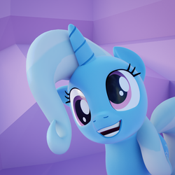 Size: 1080x1080 | Tagged: safe, artist:xppp1n, trixie, pony, unicorn, g4, 3d, blender, cute, derp, female, silly, silly pony, solo