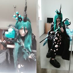 Size: 1440x1440 | Tagged: safe, artist:kaihyakuya, queen chrysalis, human, g4, clothes, cosplay, costume, irl, irl human, photo