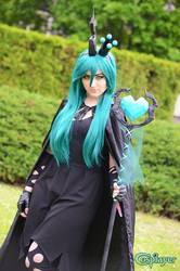 Size: 570x860 | Tagged: safe, artist:kaihyakuya, queen chrysalis, human, g4, clothes, cosplay, costume, irl, irl human, photo