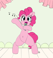 Size: 8340x9123 | Tagged: safe, artist:pabbley, pinkie pie, earth pony, pony, g4, absurd resolution, belly button, bipedal, cute, diapinkes, female, mare, pubic mound, singing, solo