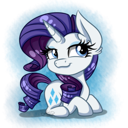 Size: 2200x2200 | Tagged: safe, artist:jack-pie, rarity, pony, unicorn, g4, chibi, female, high res, mare, prone, smiling, solo