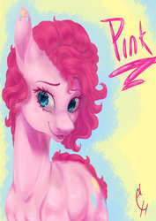 Size: 2893x4092 | Tagged: safe, artist:coconuthound, pinkie pie, earth pony, pony, g4, abstract background, female, smiling, solo