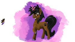 Size: 3840x2160 | Tagged: safe, artist:phenya, oc, oc only, oc:ruru, pony, black mane, high res, pink background, simple background