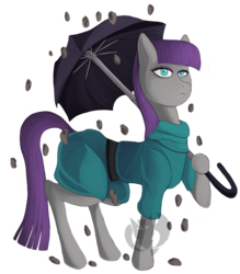 Size: 2100x2400 | Tagged: safe, artist:kenisu-of-dragons, maud pie, earth pony, pony, g4, anatomically incorrect, bad anatomy, female, high res, rock, simple background, solo, transparent background, umbrella