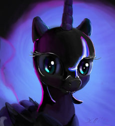 Size: 1562x1699 | Tagged: safe, artist:xbi, nightmare moon, alicorn, pony, g4, bust, butt, female, plot, portrait, solo