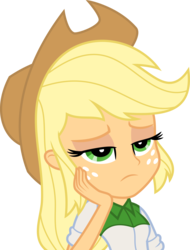 Size: 3000x3951 | Tagged: safe, artist:ambassad0r, applejack, equestria girls, g4, clothes, cowboy hat, female, hat, high res, simple background, solo, stetson, tired, transparent background, vector