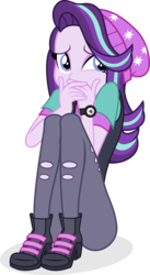 Size: 2095x3812 | Tagged: safe, artist:punzil504, starlight glimmer, equestria girls, equestria girls specials, g4, mirror magic, adorasexy, beanie, clothes, covering mouth, cute, female, hat, hiding, high heels, high res, looking back, pants, scared, scaredy glimmer, sexy, shirt, shoes, simple background, sitting, solo, transparent background, vector, vest, watch, wristwatch
