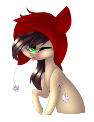 Size: 2066x2688 | Tagged: safe, artist:hyshyy, oc, oc only, oc:ella, earth pony, pony, female, hat, high res, mare, one eye closed, simple background, solo, tongue out, transparent background, wink