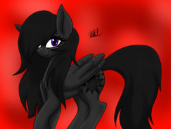 Size: 2000x1500 | Tagged: safe, artist:katkathasahathat, oc, oc only, oc:upon demon, pegasus, pony, commission, red background, simple background, solo