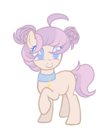 Size: 1024x1180 | Tagged: safe, artist:ohgenjii, oc, oc only, oc:pastel tsuu, earth pony, pony, base used, collar, female, looking at you, mare, raised hoof, simple background, smiling, solo, transparent background