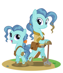Size: 8998x10520 | Tagged: safe, artist:camo-pony, petunia paleo, earth pony, pony, g4, absurd resolution, alternate hairstyle, bipedal, clothes, female, filly, mare, older, older petunia paleo, self ponidox, shovel, simple background, transparent background, vector, weapon