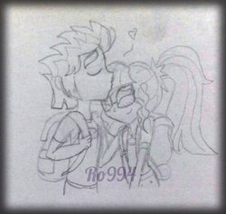 Size: 821x779 | Tagged: safe, artist:ro994, flash sentry, sci-twi, twilight sparkle, equestria girls, g4, my little pony equestria girls: legend of everfree, female, kissing, male, ship:flashlight, ship:sci-flash, shipping, sketch, straight, traditional art