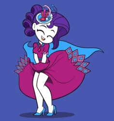 Size: 1885x2000 | Tagged: safe, artist:khuzang, rarity, equestria girls, g4, make new friends but keep discord, adorasexy, beautisexy, blue background, clothes, covering, cute, dress, eyes closed, female, gala dress, high heels, legs, marilyn monroe, movie reference, raribetes, sexy, shoes, simple background, skirt, skirt lift, smiling, solo, the seven year itch, thighs