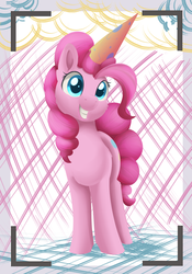 Size: 1070x1528 | Tagged: safe, artist:dusthiel, pinkie pie, earth pony, pony, g4, atg 2017, cute, diapinkes, female, grin, happy, hat, mare, newbie artist training grounds, party hat, smiling, solo