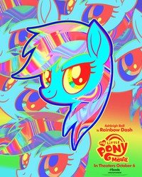 Size: 2000x2500 | Tagged: safe, rainbow dash, pegasus, pony, g4, my little pony: the movie, official, ashleigh ball, female, high res, movie poster, my little pony logo, poster, solo