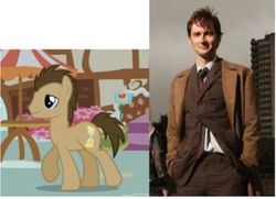 Size: 393x284 | Tagged: safe, doctor whooves, time turner, pony, g4, blazer, clothes, comparison, david tennant, doctor who, irl, overcoat, photo, screenshots, sideburns, tenth doctor, the doctor