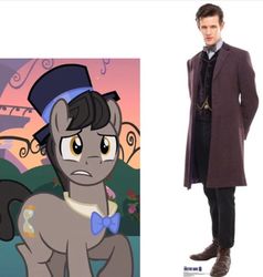 Size: 579x607 | Tagged: safe, eleventh hour, earth pony, pony, g4, sweet and elite, comparison, doctor who, irl, male, matt smith, photo, screenshots, stallion, the doctor