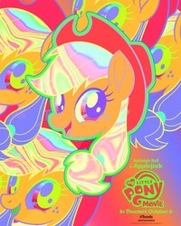 Size: 2000x2500 | Tagged: safe, applejack, earth pony, pony, g4, my little pony: the movie, official, ashleigh ball, cowboy hat, female, hat, high res, looking at you, movie poster, my little pony logo, poster, solo