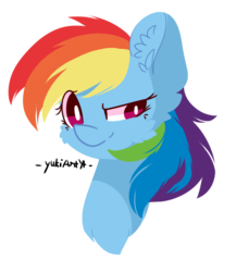 Size: 789x908 | Tagged: safe, artist:yuki-artyt, rainbow dash, pegasus, pony, g4, bust, female, portrait, simple background, smiling, smirk, solo, transparent background