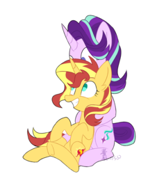 Size: 1800x1993 | Tagged: safe, artist:yaco, starlight glimmer, sunset shimmer, pony, unicorn, g4, duo, female, lesbian, ship:shimmerglimmer, shipping, simple background, white background