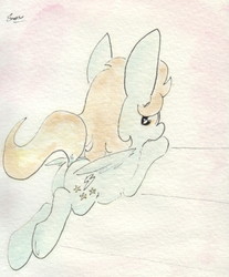 Size: 692x834 | Tagged: safe, artist:slightlyshade, lightning dust, pony, g4, butt, female, plot, solo, traditional art