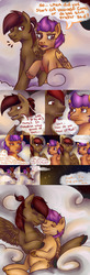 Size: 2250x6875 | Tagged: safe, artist:conmanwolf, scootaloo, oc, oc:orion comet, pony, ask factory scootaloo, g4, cloud, comic, factory scootaloo, stars