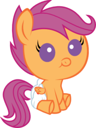 Size: 294x390 | Tagged: safe, artist:rockint765, scootaloo, pony, g4, baby, baby pony, baby scootaloo, diaper, female, foal, simple background, solo, transparent background