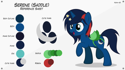 Size: 1920x1080 | Tagged: safe, artist:noah-x3, oc, oc only, oc:serene, pony, unicorn, g4, female, mare, raised hoof, reference sheet, saddle, show accurate, solo, tack