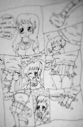 Size: 1104x1693 | Tagged: safe, artist:lileehilee, octavia melody, equestria girls, g4, cell (dragon ball), cell just wouldn't stop messing with octavia, clothes, dragon ball, dragon ball z, fetish, skirt, traditional art, vore