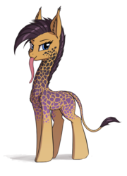 Size: 922x1280 | Tagged: safe, artist:shydale, oc, oc only, giraffe, ear fluff, female, long tongue, looking at you, simple background, solo, tongue out, white background