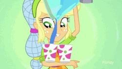 Size: 530x298 | Tagged: safe, screencap, applejack, equestria girls, g4, my little pony equestria girls: summertime shorts, shake things up!, animated, female, gif