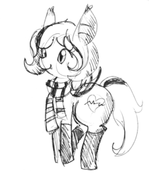 Size: 520x620 | Tagged: safe, artist:tjpones, oc, oc only, oc:arrhythmia, bat pony, pony, clothes, scarf, socks