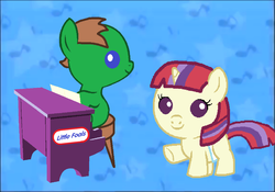 Size: 1508x1058 | Tagged: safe, moondancer, oc, oc:ian, pony, g4, baby, baby pony, base used, iandancer, little tikes, toy, toy piano