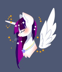 Size: 2265x2648 | Tagged: safe, artist:snow angel, oc, oc only, oc:twily star, alicorn, pony, alicorn oc, eyes closed, female, high res, mare, simple background, smiling, solo