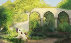 Size: 4000x2464 | Tagged: safe, artist:plotcore, rarity, pony, unicorn, g4, chase your dreams, clothes, dress, female, mare, newbie artist training grounds, scenery, solo, wedding dress