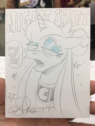 Size: 768x1024 | Tagged: safe, artist:andy price, princess luna, alicorn, pony, g4, andy you magnificent bastard, female, mare, sleepy, solo, stars, traditional art, z
